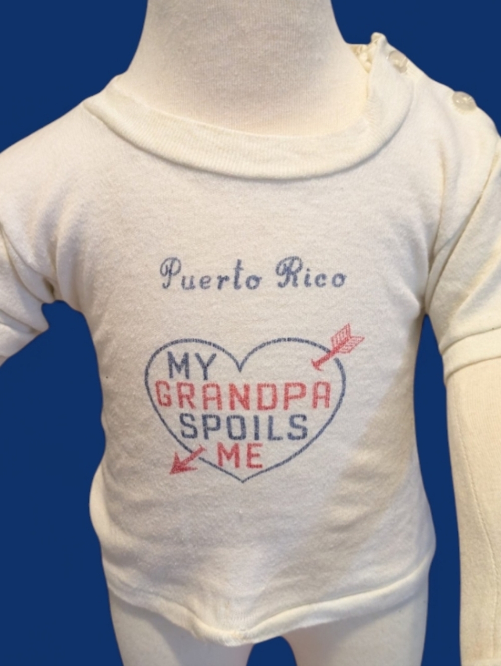 70s 80s Vintage Baby Toddler Puerto Rico‎ Grandpa Heart T-shirt Rare